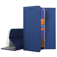 Кожен калъф тефтер и стойка Magnetic FLEXI Book Style за Motorola Moto E6 Plus син 